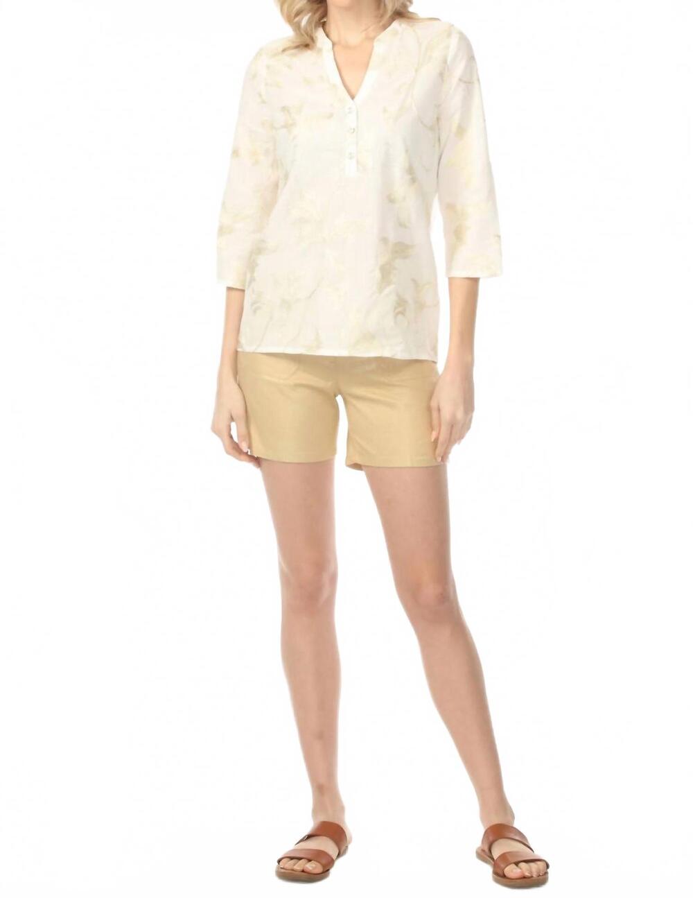 NEW CHARLIE B foiled linen stretch shorts in gold